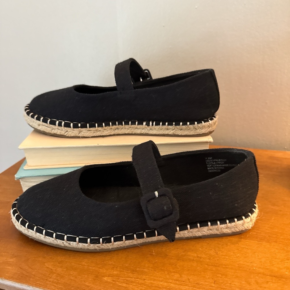 Haute Hippie Black Canvas Mary Jane Espadrilles